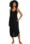 La Blanca Draped Wide Leg Cover-Up Jumpsuit Black