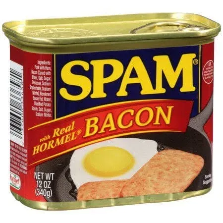 Spam Luncheon Meat Can, with Real Hormel Bacon, 12 Ounce (2 Count)