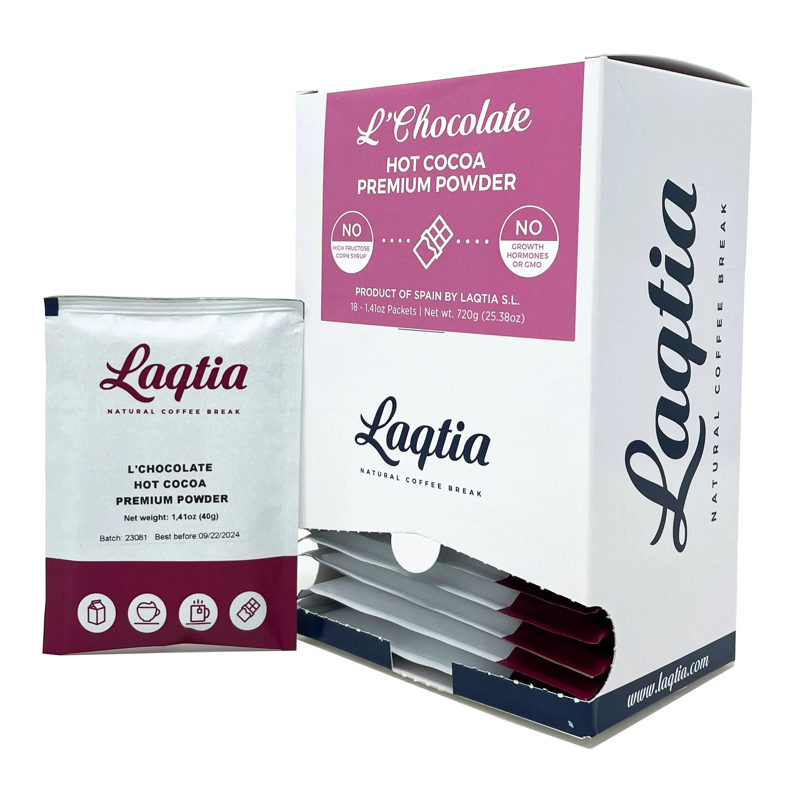 Laqtia European Dark Cocoa Powder - 18 Cocoa Packets per Box