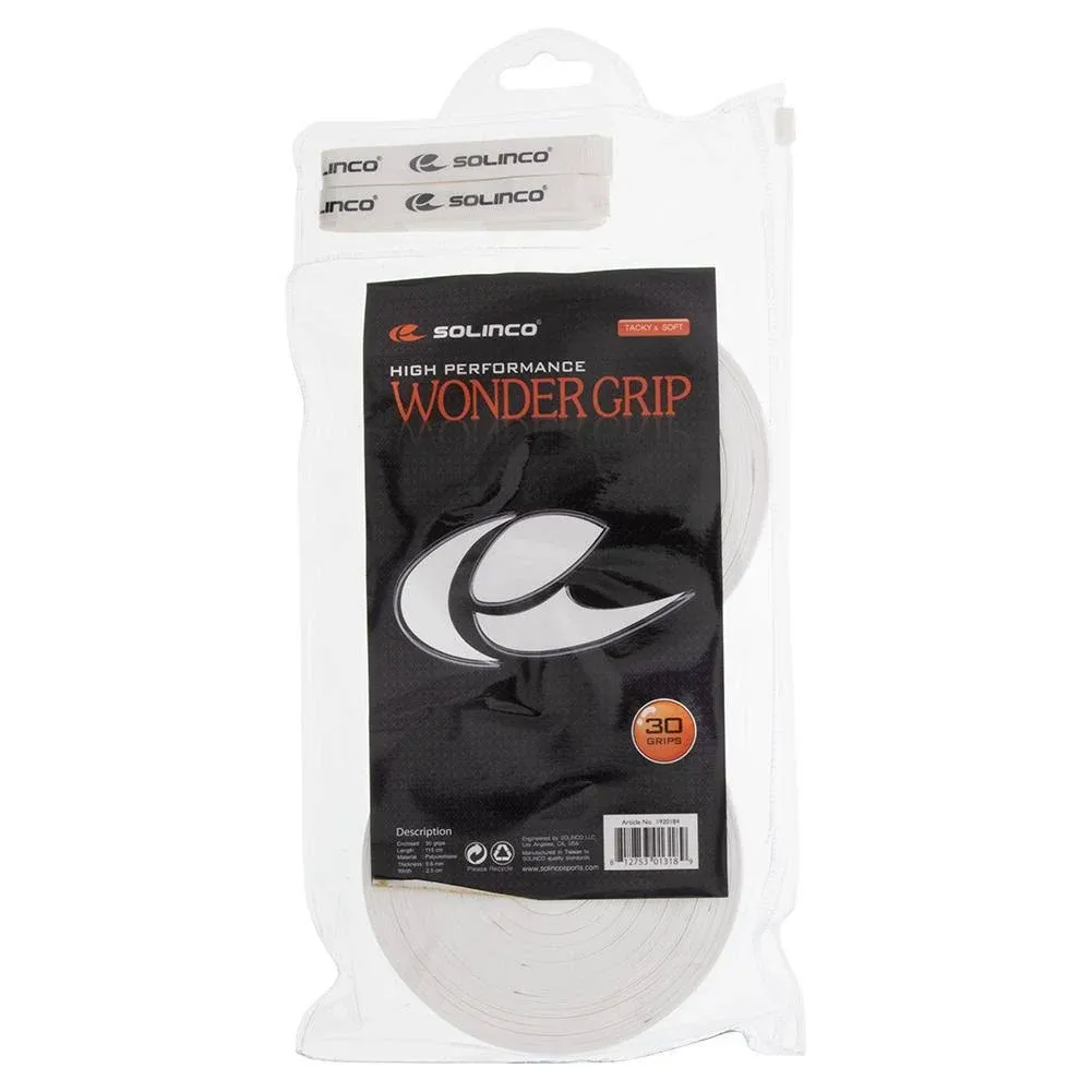 Solinco Wonder Tacky Tennis Over Grip White 30 Pack