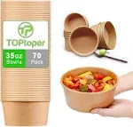 TOPtoper 35 oz Large Paper Bowls, 70 Pack Disposable Soup Bowls Plastic Free Party Supplies for Hot/Cold Food, Soup