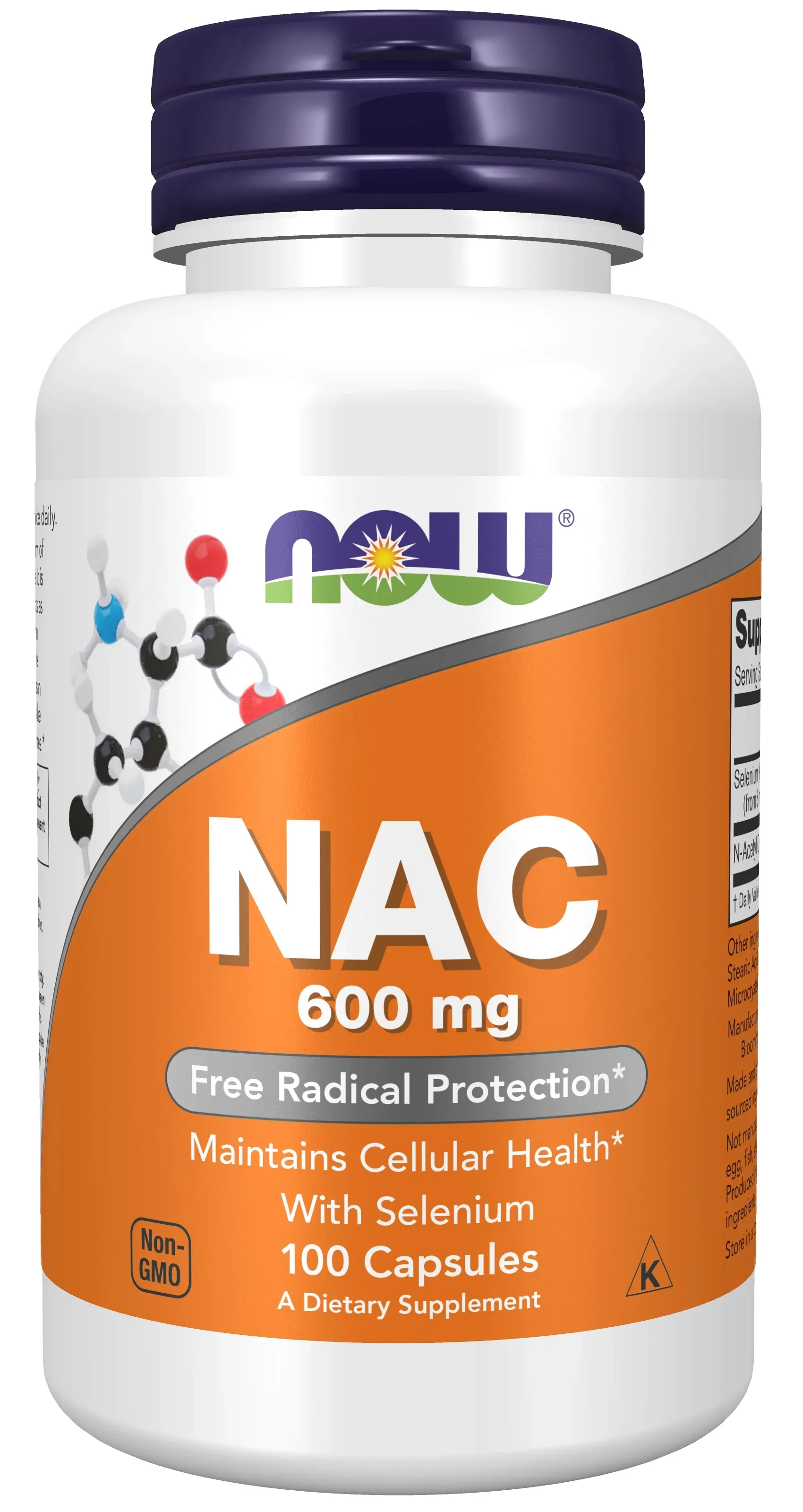 NOW Supplements, NAC (N-Acetyl Cysteine) 600 mg with Selenium & Molybdenum, 100 Veg Capsules