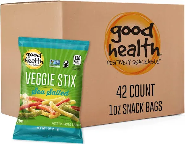 Good Health Crunchy Veggie Stix, Sea Salt (1 oz Bags, 42 Count) Gluten Free Snacks, Great for Lunches or Snacking On The Go, Packed with Vitamins