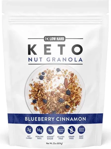 LOW CARB Keto Nut Granola, Blueberry Cinnamon, 22oz (642g)