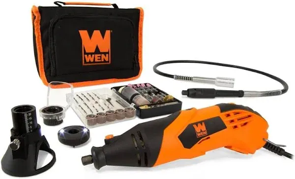 WEN Variable Speed Rotary Tool Remove Rust w/Guide/Carryi<wbr/>ng Case &amp; Flex Shaft