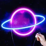 Lumoonosity Planet Neon Sign, USB Powered Planet Light LED Neon Signs with On/Off Switch, Planet LED Sign for Wall Decor