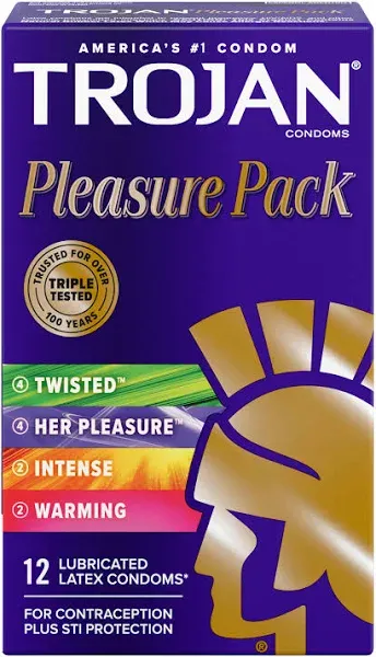 Trojan Pleasure Pack Lubricated Condoms