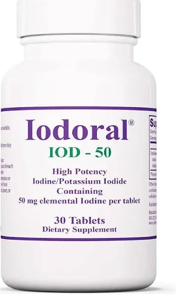 Iodoral 50 mg 30 Tablets - Thyroid Support Supplement with Iodine