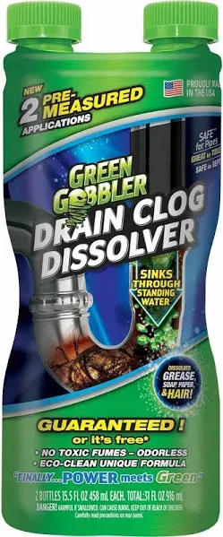 Drain Clog Dissolver 2 Bottles x 15.5 fl oz Eco-Clean Formula Effective Odorless