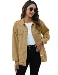 Omoone Women's Oversized Mid Long Denim Jacket Jean Biker Coat