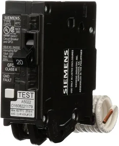 New Siemens QF120A Circuit Breaker 20 Amp 1 Pole Ground Fault