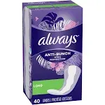 ❤ ALWAYS ANTI-BUNCH XTRA PROTECTION DAILY LINERS LONG UNSCENTED COMFORT 40 CT