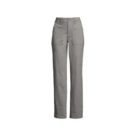 Lands' End Women's Petite High Rise Chino Utility Straight Leg Pants - 4 - Cameo Gray