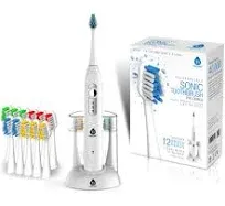 Pursonic Rechargeable S430 Sonic Toothbrush with Bonus Brush Heads White - 12ct