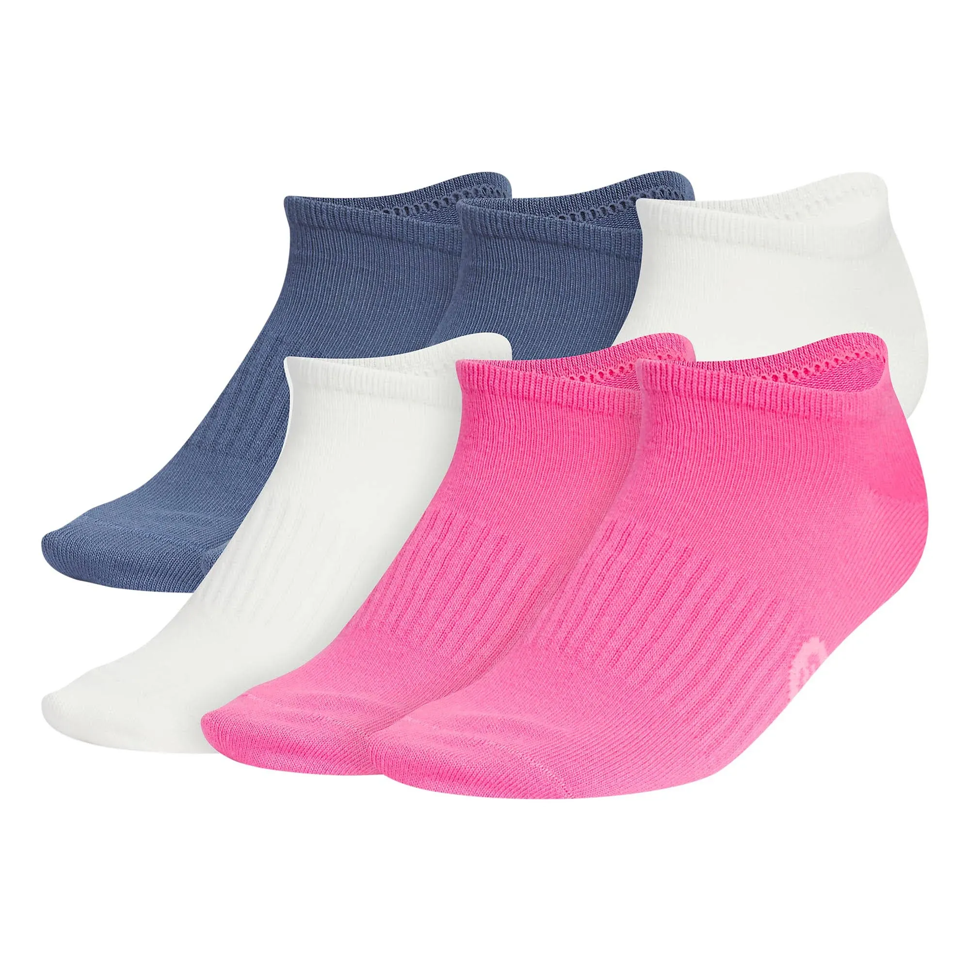 Women's Adidas Superlite Classic 6 Pack No Show Socks Medium Blue/White/Pink