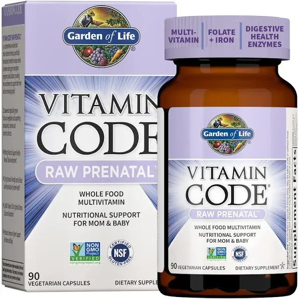 Garden of Life Vitamin Code Raw Prenatal | 30 Veg Caps | Probiotics