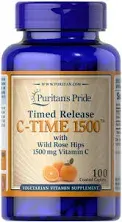 Puritan's Pride Vitamin C1500 mg with Rose Hips Timed Release 100 Caplets (2802)