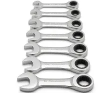 Gearwrench 9507D 7 Pc. Stubby Combination Ratcheting Wrench Set Sae