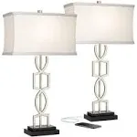 360 Lighting Evan Modern Table Lamps 28 1/2&#034; Tall Set of 2 with USB Charging Por