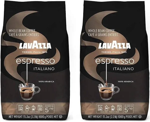 Lavazza Espresso Italiano Whole Bean Coffee Blend, Medium Roast,Premium Quality Arabic, 2.2 Pound (Pack of 2) (Packaging may vary)