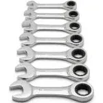 GearWrench 9507 7 Piece SAE Stubby Combination Ratcheting Wrench Set