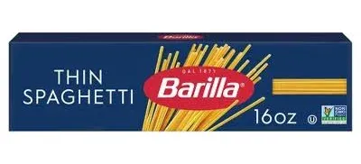 Barilla Thin Spaghetti Pasta, 16 oz. Box (Pack of 20) - Non-GMO Pasta Made with Durum Wheat Semolina - Kosher Certified Pasta