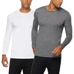 32 Degrees Men Heat Long Sleeve Scoop Neck Tee 2-Pack (xl, Grey White)