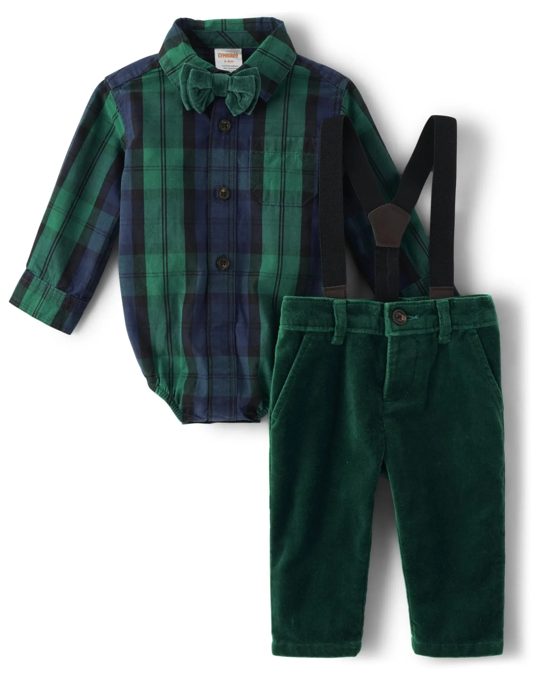 Gymboree baby-boys 3-piece Special Occasion Top and Pant Suspender Set