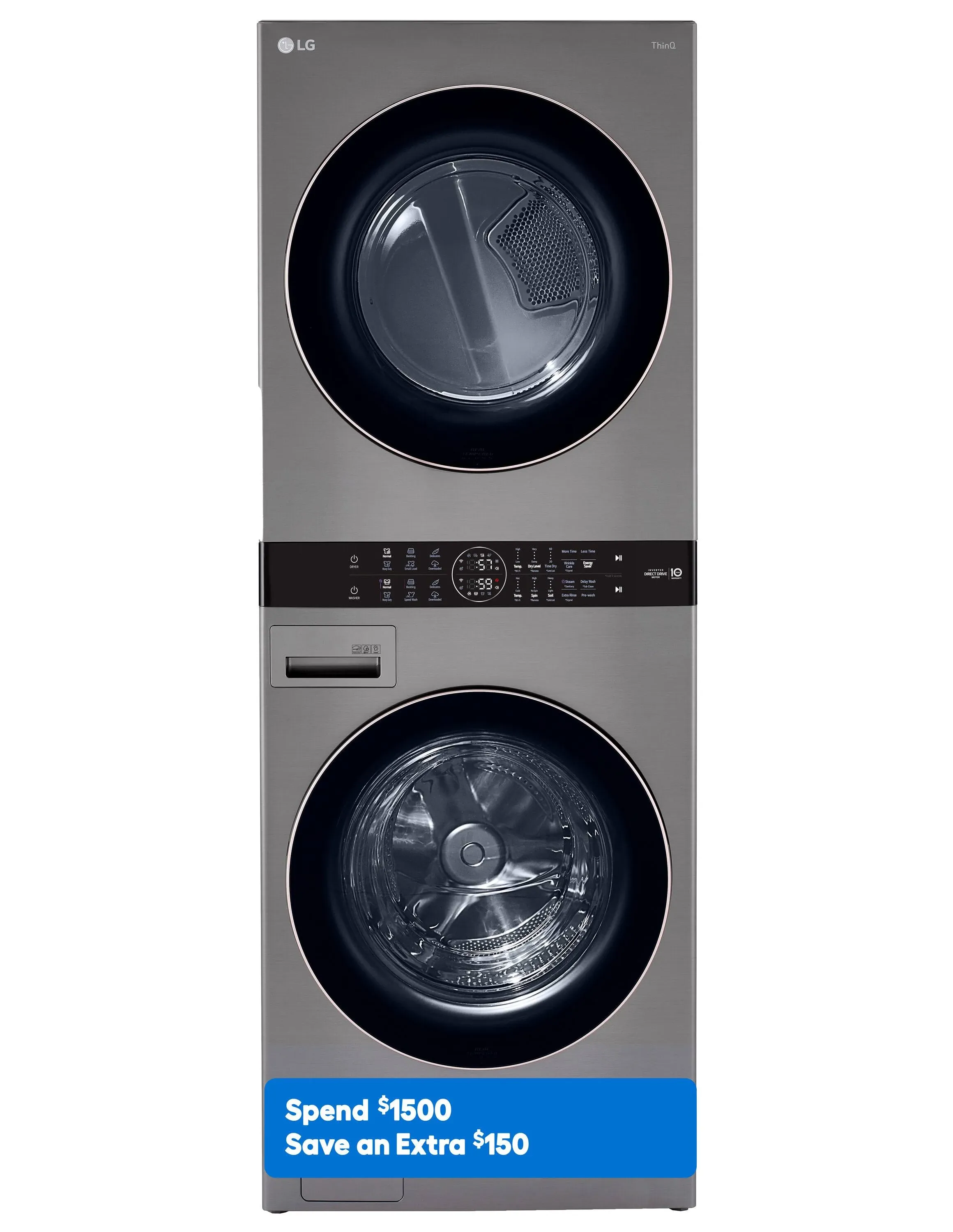 Single Unit Front Load LG WashTower with Center Control 4.5 Cu. ft. Washer and 7.4 Cu. ft. Electric Dryer - WKE100HVA