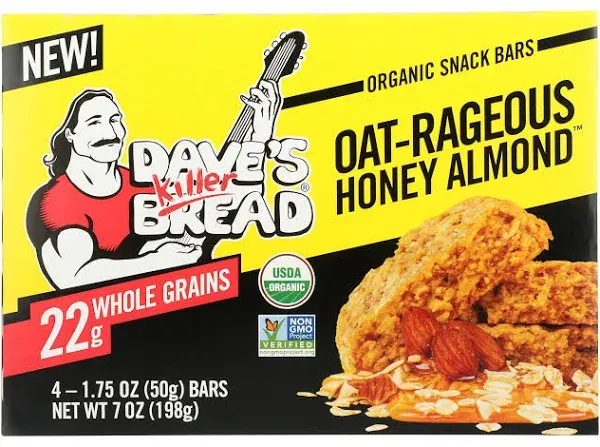 Dave's Killer Bread Oat-Rageous Honey Almond Organic Snack Bars