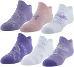 Under Armour Girl's Essential Socks - 6 Pack, 13.5k-4y, Purple/Asst