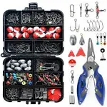 Eccomum 263pcs Fishing Accessories Set with Tackle Box Including Plier Jig Hooks Weight Swivels Snaps Slides, Size: 12, Red