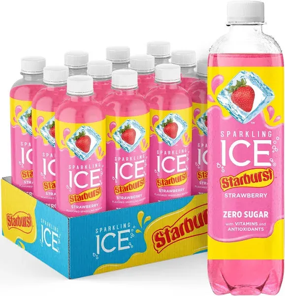 Sparkling Ice Starburst Orange, Zero Sugar Flavored Sparkling Water, with Vitamins and Antioxidants, Low Calorie Beverage, 17 fl oz Bottles (Pack of