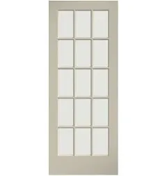 eightdoors 30 in. x 80 in. Clear Glass 15-Lite True Divided White Finished Solid