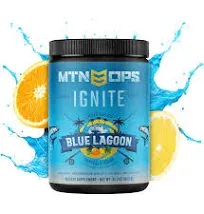 MTN OPS Ignite Energy Drink Powder, Gluten Free Nitric Oxide Supplement Drink Mix, L Arginine, L Citrulline, Caffeine & Nootropic Sugar Free Drink Mix, 45 Servings, Peach Zing