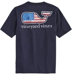 Vineyard Vines Boys' Flag Whale Pocket Tee