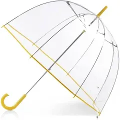 Totes Clear Bubble Dome Umbrella Transparent Fashion 51” Windproof Rain Retro