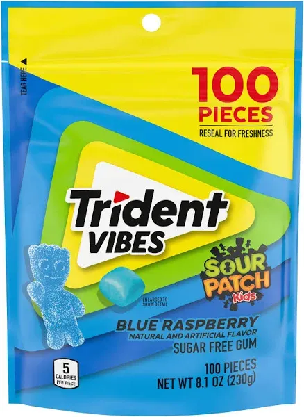 Trident Vibes SOUR PATCH KIDS Redberry Sugar Free Gum, 6-40 Piece Bottles (240 Total Pieces)