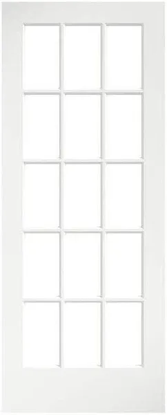 EightDoors 80-in White Clear Glass Prefinished Pine Wood Interior French Door