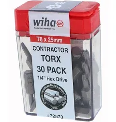 Wiha Torx Contractor Insert Bit T8 x 25mm 30 Pack