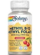 Solaray
Methyl B-12 Methyl Folate Natural Cherry - 60 Lozenges