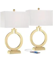 360 Lighting Lauren 28 1/2&quot; Gold Ring USB Table Lamps Set of 2 | www.lampsplus.com