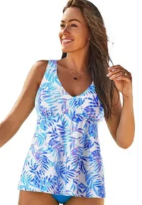 Swimsuits for All Women's Plus Size V-Neck Flowy Tankini Top