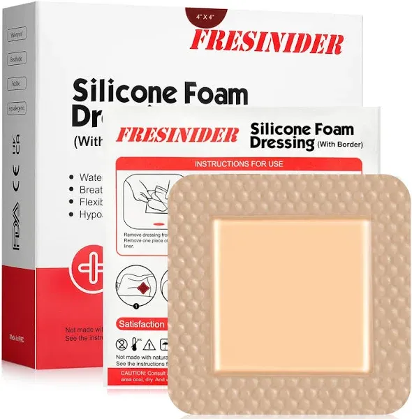 Bordered Silicone Adhesive Foam Dressing Border Adhesive Waterproof Wound Dressing Bandage for Wound Care 5 Pack (3"*3")