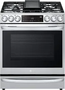 LG InstaView 30 in. 6.3 cu. ft. Smart Air Fry Convection Oven Slide-In Gas Range with 5 Sealed Burners & Griddle - Stainless Steel