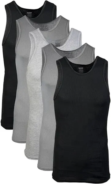 Gildan Men&#039;s A-shirt Tanks, Multipack, Style G1104, Grey/Black (5 Pack), Large