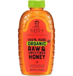 Nate&#039;s Organic 100% Pure, Raw &amp; Unfiltered Honey - USDA Certified Organic - 16oz