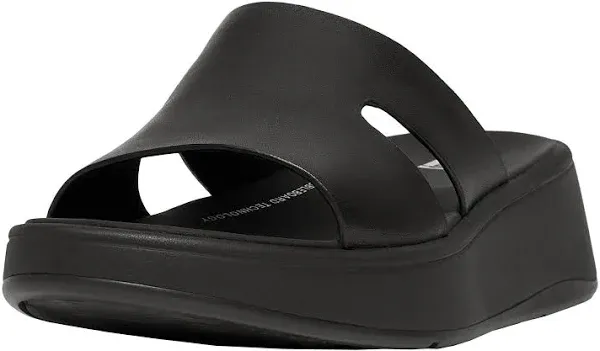 FitFlop Women's F-Mode Raw-Edge Leather Flatform H-bar Slides Wedge Sandal