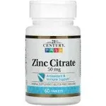 21st Century Zinc Citrate 50 MG 60 Tablets