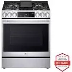 LG 6.3-Cu. ft Smart ProBake InstaView Gas Slide-In Range with Air Fry